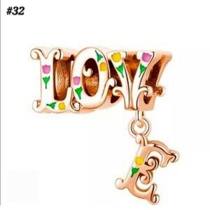 #32 Rose Gold LOVE & Tulips Dangle Charm
